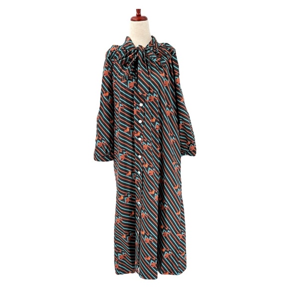 Buru Pink Label House Dress Frogs Stripes Small - Picture 1 of 11